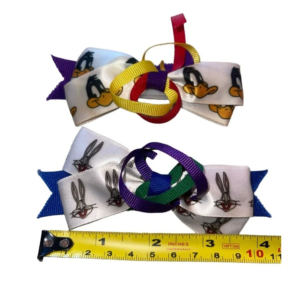 Vintage Looney Tunes Hair Barrette Ribbons Bugs Bunny Daffy Duck 1990 Barrettes